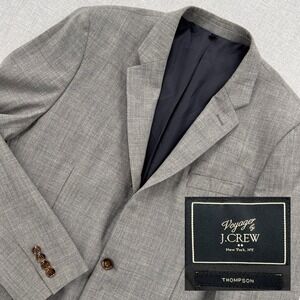 J.Crew Thompson Voyager Blazer Men 44R Gray Wool Sport Coat Preppy Ivy Business
